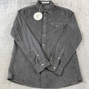 Criquet Corduroy Shirt Mens Large Gray Western Snap Casual Preppy Festival